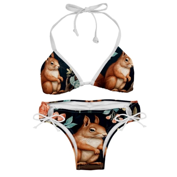 Squirrel Detachable Sponge Adjustable Strap Bikini Set Two-Pack - Swimwear for Two, Beach Vacation Essentials!