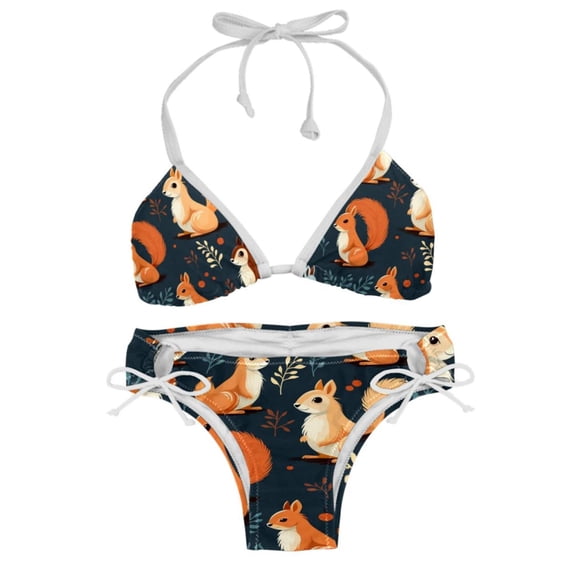 Squirrel Detachable Sponge Adjustable Strap Bikini Set Two-Pack - Swimwear for Two, Beach Vacation Essentials!