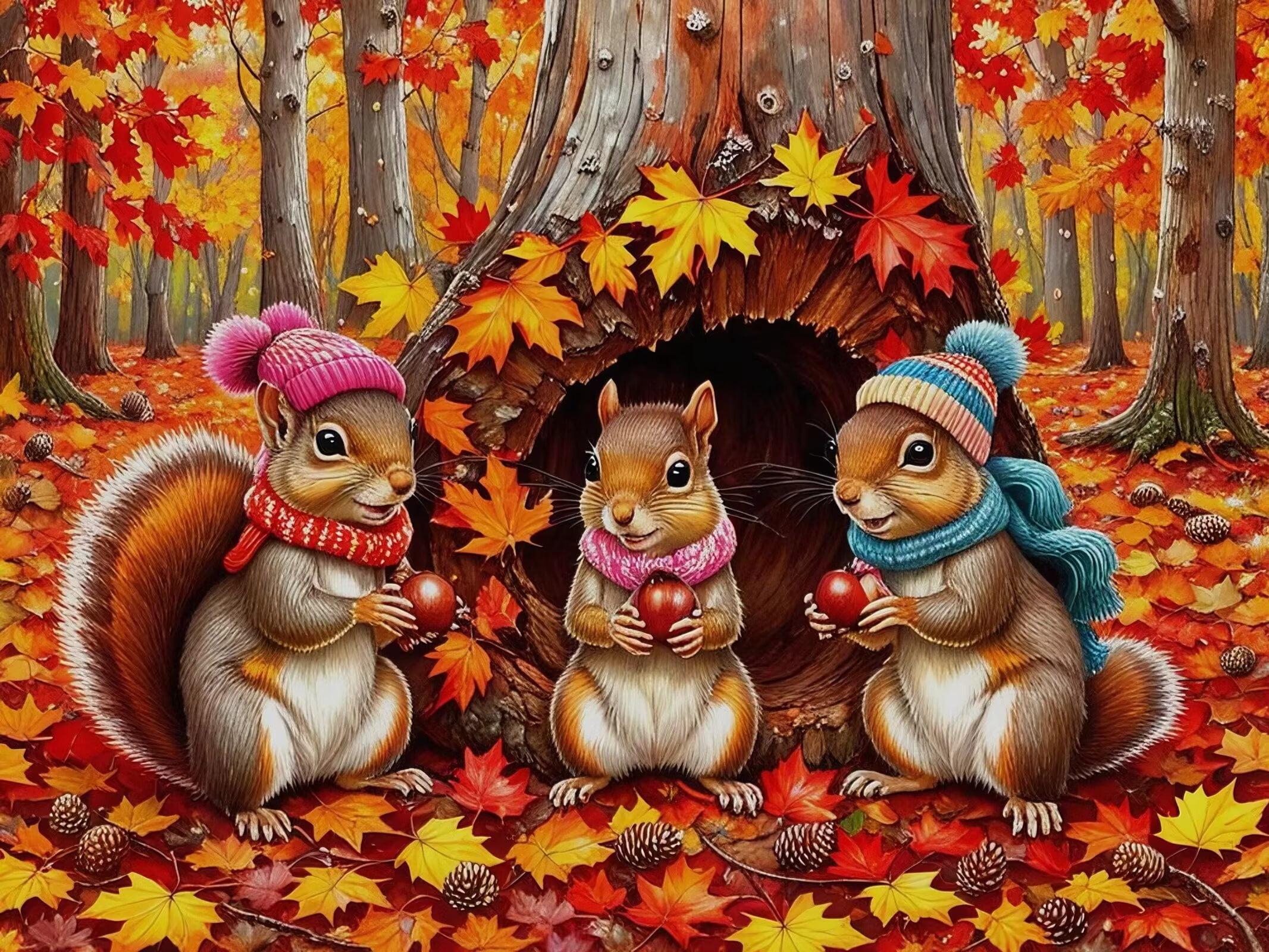 DIY Flower & Squirrel Diamond Painting Kit For Adults – Sparkly 5D Round Drill Wall Art (30x40cm) | Home Decor Craft