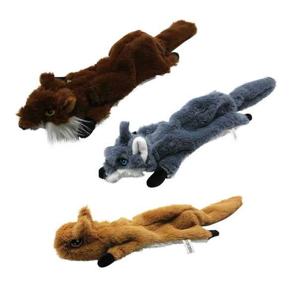 Squirrel Dog Squeaky Toys, 3PCS Crinkle Plush Dog Toys for Teething Chewing- No Stuffing&With Soft Squeaker , Best Birthday Gift For Puppy to Large Size Breeds