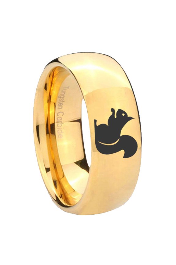 Squirrel Dome Gold Plated Tungsten Men Ring 10MM