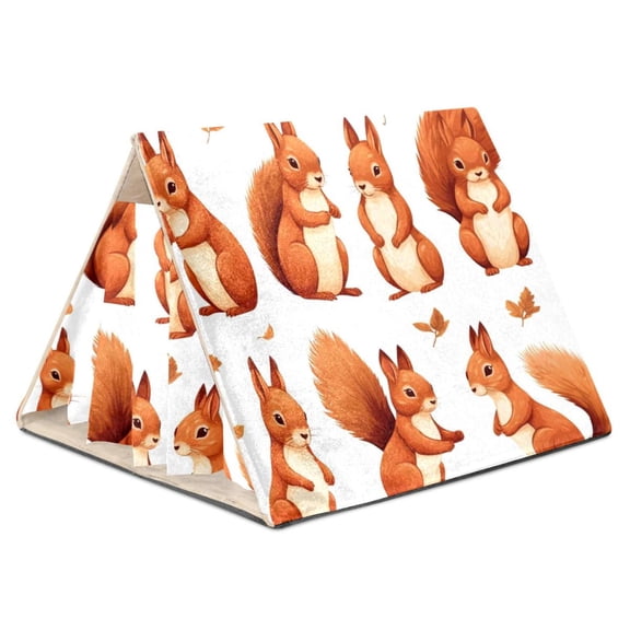 Squirrel Dutch Flannelette Hamster Nest with PP Board Support, Washable and Durable, 21.5x30.5x26 cm/8.5x12x10.2 in