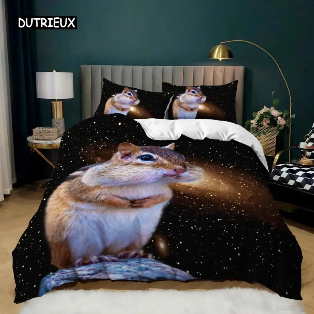 Squirrel Duvet Cover Set Cute Squirrel Branches Comforter Cover for