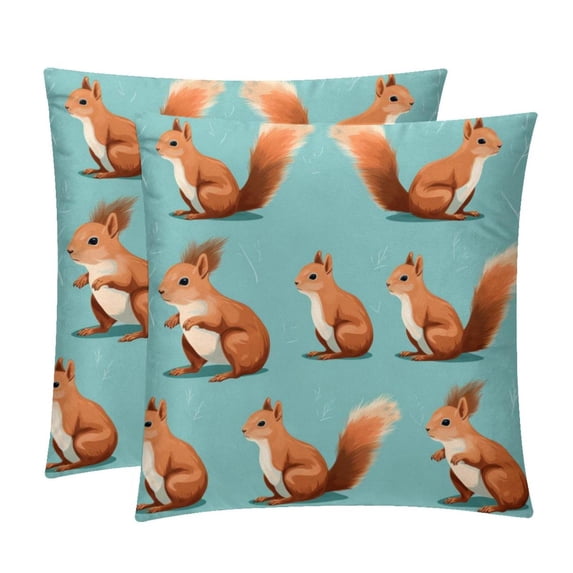 Squirrel Elegant Velvet Throw Pillow Covers Set of 2 for Bed and Throw Pillows - 16x16, 18x18, 20x20 Inches with Unique Patterns for Home Decor and More