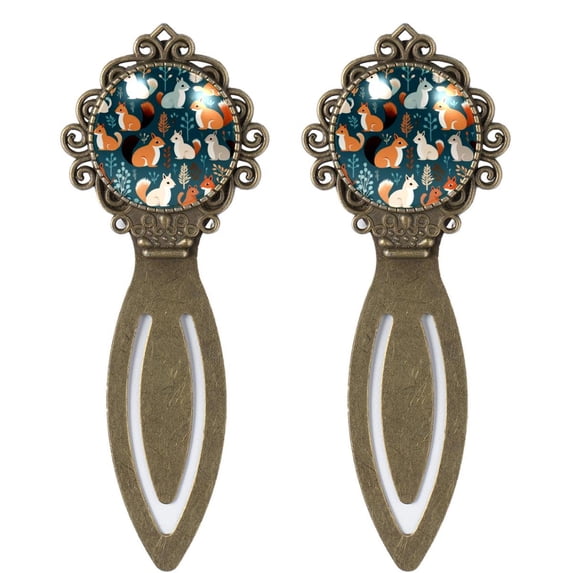 Squirrel Elegant Vintage Copper-Colored Lace Bookmarks - Set of 2 Stainless Steel Book Marks for Book Lovers and Readers