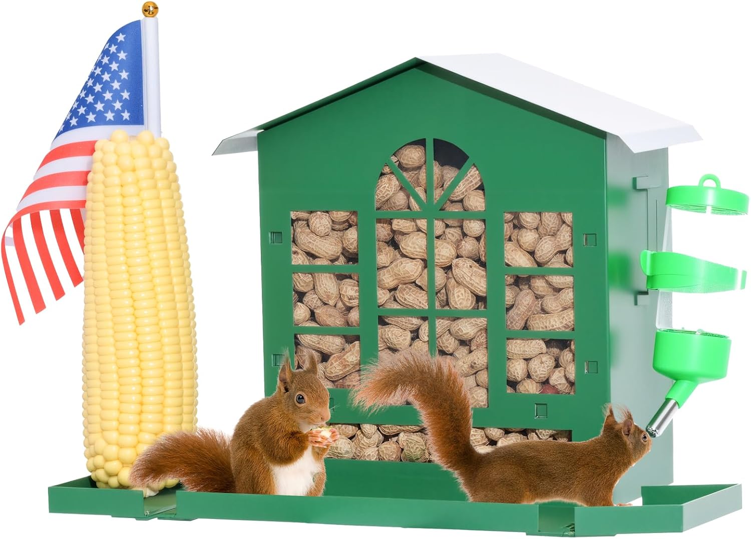 Squirrel Feeder,Metal Squirrel Feeder for Outside,with Water Bottle ...