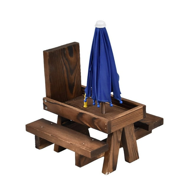 Squirrel Feeder Weatherproof Wooden Picnic Table With Umbrella And Cob