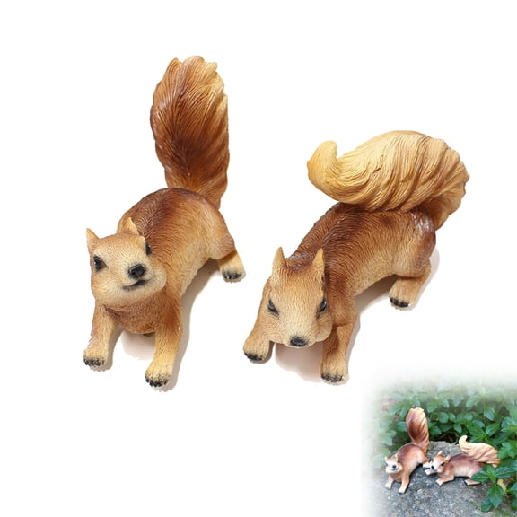 Squirrel Figurine Resin Climbing Ornament Miniature Garden Tree Trunk Home Decor 2Pc