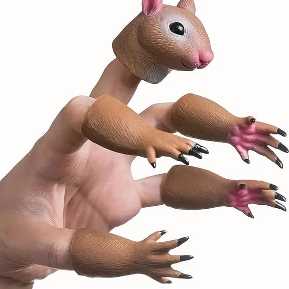 Squirrel Finger Puppet Set, Silicone Animal Finger Puppets for Kids & Storytelling, Educational Puppet Theater Toy for Imaginative Play & Party Props