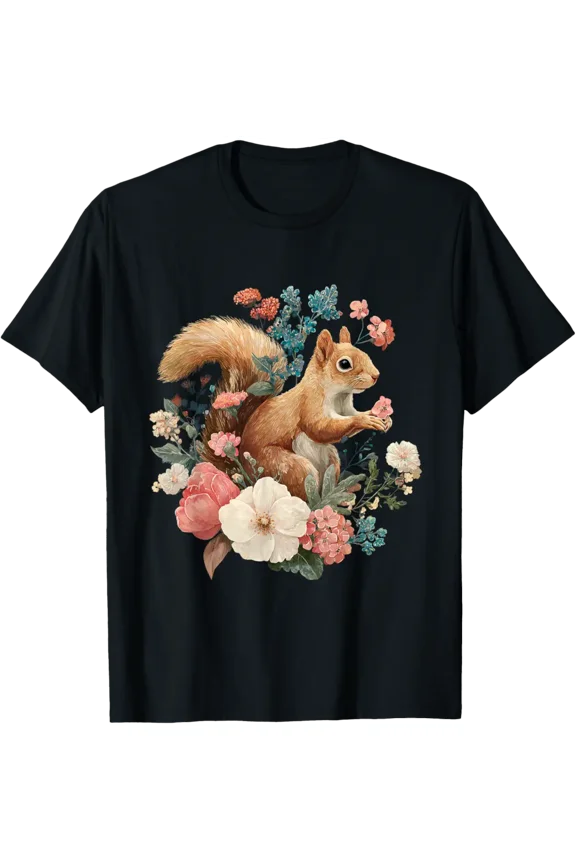 Squirrel Flower Cottagecore T-Shirt, F770 Tshirt All Size S-5XL