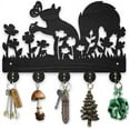 thumbnail image 1 of Squirrel Flowers Coat Rack Wall Mount Wood Black Animal Key Hangers for Wall 11.8×7.9inch Decorative Gift Wooden Wall Key Rack Organizer 5 Alloy Hooks for Bedroom Kitchen Garage Entryway, 1 of 9
