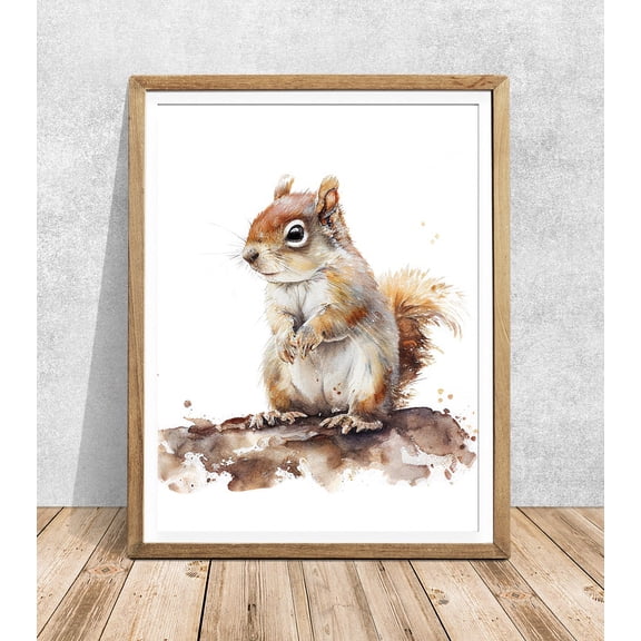 Squirrel Forest Animal Wall Art Print - Nature Inspired Home Decor - 8x12 UNFRAMED