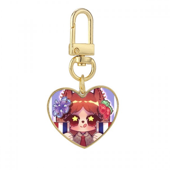 Squirrel France Flag Lris Gold Heart Keychain Metal Keyring Holder