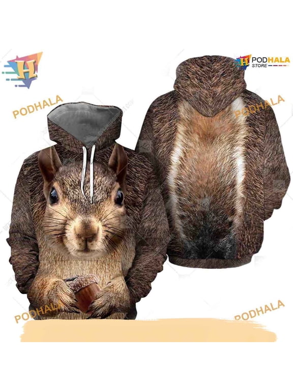 Squirrel Full Head And Body Animal Costume All Over Printed 3D Hoodie