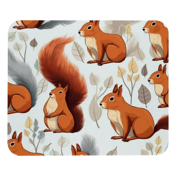 Squirrel Gaming Mouse Pad, Desk Mat, 8.3x9.8 Inch, Non-Slip Rubber Bottom, Printed, Suitable for Office and Gaming