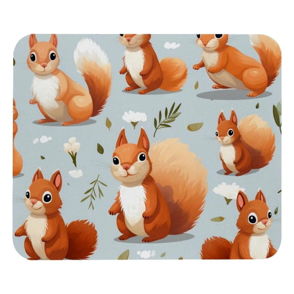 Squirrel Gaming Mouse Pad, Desk Mat, 8.3x9.8 Inch, Non-Slip Rubber Bottom, Printed, Suitable for Office and Gaming