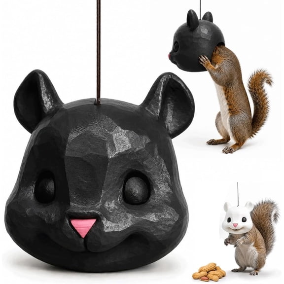 Squirrel Head Face Hanging Feeder, Black Squirrel Face Design Design, Plastic, 5.5 x 5.5 in, 1 Count