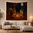 thumbnail image 1 of Squirrel and Hedgehog with Pumpkin Lantern in Moonlit Woodland, Whimsical Fantasy for Animal Lovers, Autumn Forest Art Decor, Halloween Gift Tapestry Wall Hanging for Bedroom and Living Room, 1 of 7