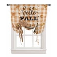 thumbnail image 1 of Squirrel Hello Fall Tie Up Curtains for Kitchen Bathroom Bedroom Windows 45 Inch Length, Maple Leaf Thanksgiving Orange Plaid Balloon Drape Curtains Shade Rod Pocket Drapery Curtain Panel, 42"x45", 1 of 7