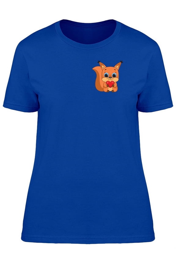Squirrel Holding Tiny Heart T-Shirt Women -Image by Shutterstock, Female Large