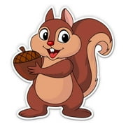 Squirrel Holding a Nut - 3 Vinyl Sticker - For Car Laptop I-Pad Phone Helmet Hard Hat - Waterproof Decal