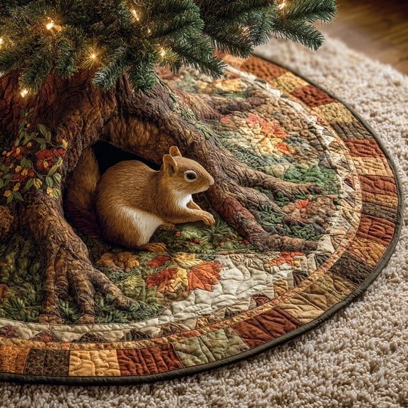 Squirrel Hollow Christmas Quilted Tree Skirt - Walmart.com