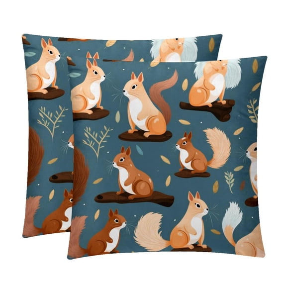 Squirrel Inserts with Chair Pillow Covers - Set of 2, Unique Patterns, Various Sizes 16x16, 18x18, 20x20 Inches for Home Decor and Special Occasions