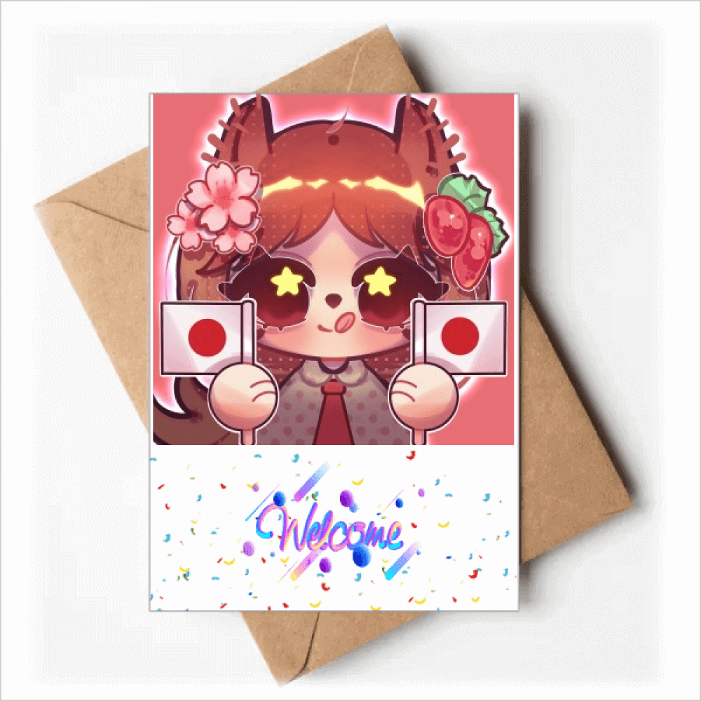 Squirrel Japan Cherry Blossoms Welcome Back Greeting Cards Envelopes Blank