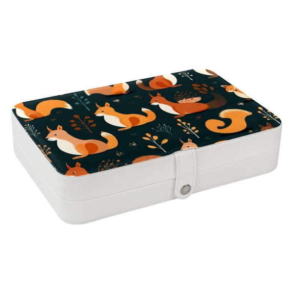 Squirrel Jewelry Display Earring Holder Jewelry Box, PU Leather Organizer with Removable Compartment, Portable