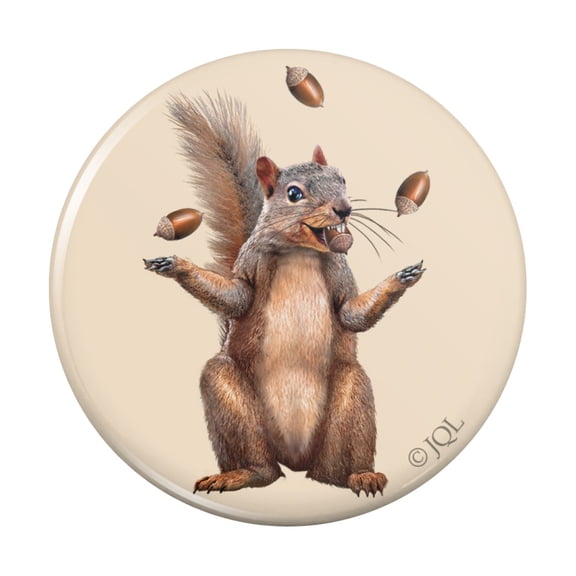 Squirrel Juggling His Nuts Crazy Funny Kitchen Refrigerator Locker Button Magnet