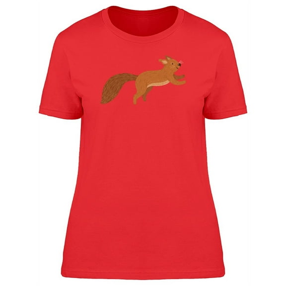 Squirrel Jumping Happy Doodle T-Shirt Women -Image by Shutterstock, Female x-Large
