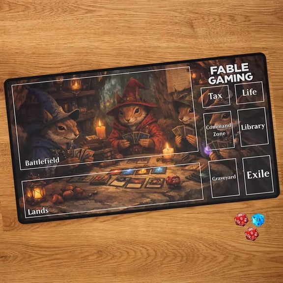 Squirrel MTG Playmat with Card Zones - Tree House Custom TCG Deskmat for Magic the Gathering