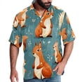 thumbnail image 1 of Squirrel Men's Hawaiian Button Down Printed Short Sleeve Summer Beach Shirts, 1 of 6