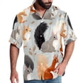 thumbnail image 1 of Squirrel Men's Printed Button Down Short Sleeve Casual Summer Beach Shirt - Unisex, 1 of 1