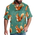 thumbnail image 1 of Squirrel Men's Short Sleeve Hawaiian Shirt Button Down Poplin Beach Casual Printed Unisex Summer Tops, 1 of 6