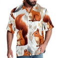 thumbnail image 1 of Squirrel Men's Short Sleeve Poplin Shirt, Casual Printed Button Down Summer Beach Shirt - Unisex, 1 of 1