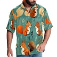 thumbnail image 1 of Squirrel Men's Short Sleeve Printed Button Down Beach Shirt Casual Summer Unisex Tops with Spread Collar, 1 of 6