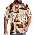 thumbnail image 1 of Squirrel Men's Short Sleeve Spread Collar Poplin Shirt, Casual Printed Button Down Summer Beach Tops for Men, Unisex Comfortable Shirts, 1 of 6