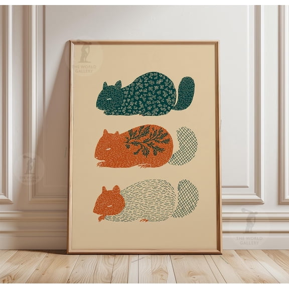 Squirrel Minimal Woodland Folk Poster Unframed Paper Print