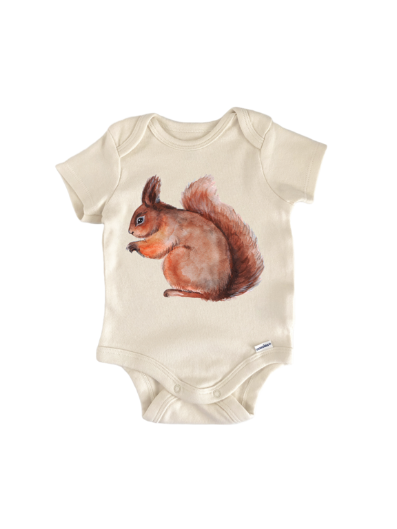 Squirrel Minimalistic Newborn Baby Bodysuit