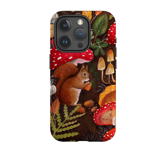 Squirrel Mushrooms Woodland Phone Case for iPhone 16 15 14 13 12 11 Pro Max