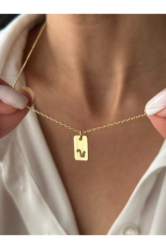 Squirrel Necklace • 925 Silver Jewelry • Chipmunk Necklace • 14K Gold Plated • Minimalist Jewelry • Jewelry for Daughter • Forest Gifts