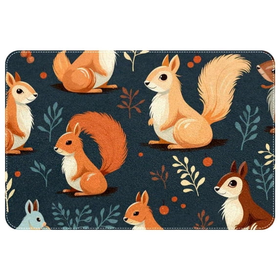 Squirrel Non-Slip Machine Washable Polyester Floor Carpet Office Rug Chair Mats
