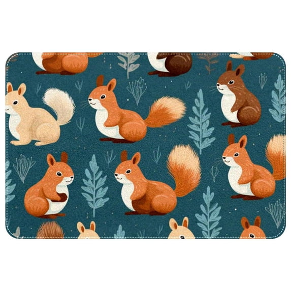 Squirrel Non-Slip Machine Washable Polyester Kitchen Mat Indoor Rug Kitchen Rug