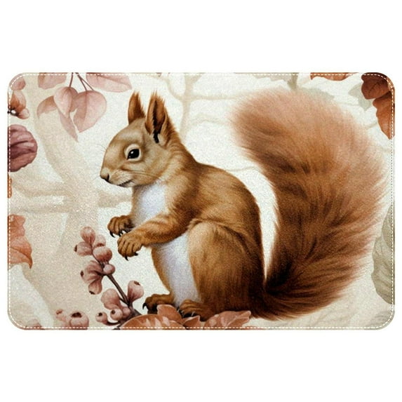 Squirrel Non-Slip Polyester Chair Mat Floor Carpet Door Mat - Machine Washable