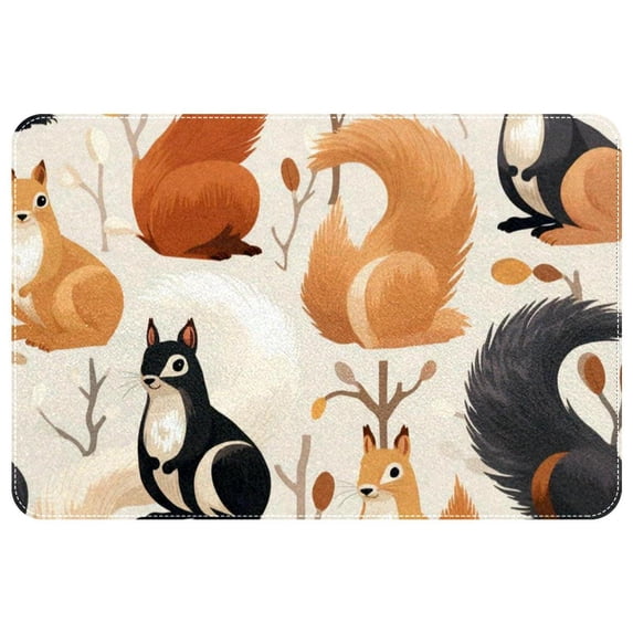 Squirrel Non-Slip Polyester Chair Mat Floor Carpet Door Mat - Machine Washable