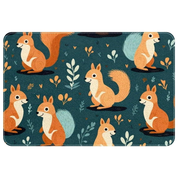 Squirrel Non-Slip Polyester Chair Mats and Door Rugs - Machine Washable