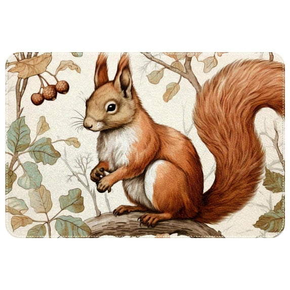 Squirrel Non-Slip Polyester Floor Rug Mat, Machine Washable Floor Mats