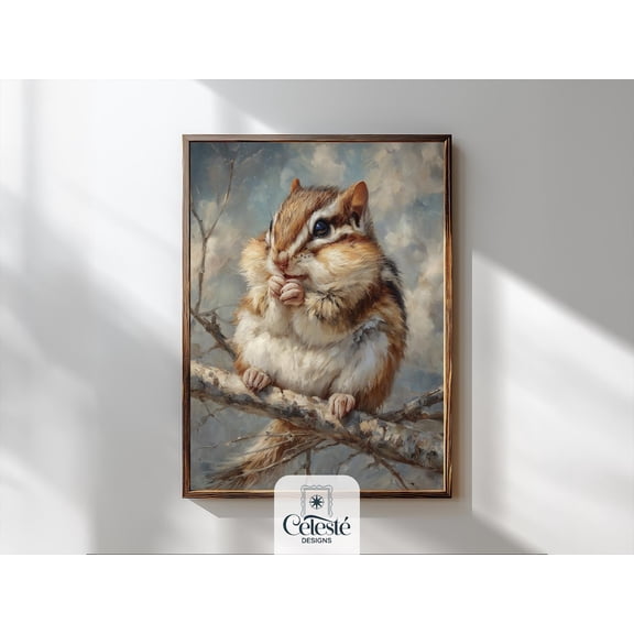 Squirrel Nursery Print, Cottagecore Fall Animal Art Home Decor #745, 12x18 UNFRAMED