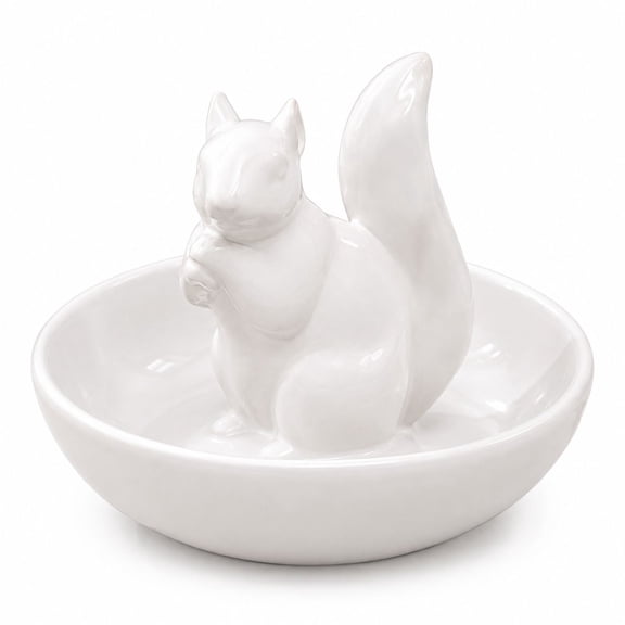 Squirrel Nut Bowl Snack Dish, 6.3" Diameter, White Ceramic, for Candy and Pistachios